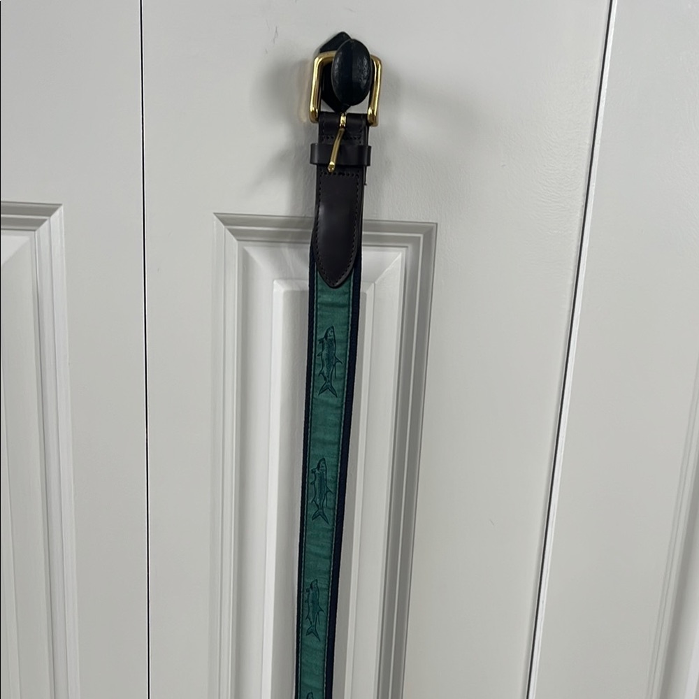 Vineyard Vines Boy’s Green and Navy Fish Canvas Club Belt